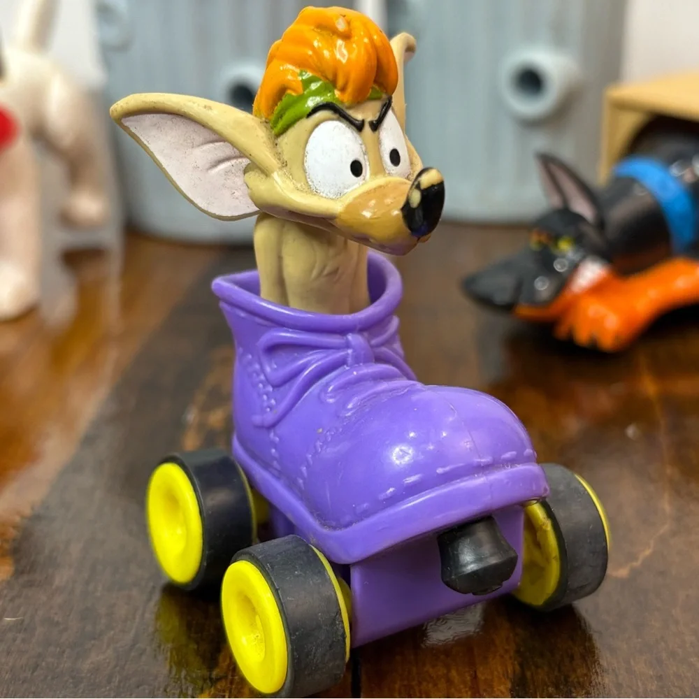 Disney Oliver and Company Dog Figure Set White Brown Purple Rolling Toys Lot
